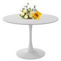 42 Inch Round Dining Table,Mid-Century Tulip Table with Metal Pedestal Base,Modern Leisure Table for Small Space Kitchen Dining 