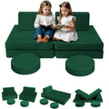 MeMoreCool 8-Piece Modular Kids Play Couch Sofa - Green Convertible Toddler Couch for Playroom, Fold-Out Foam Baby Couch Play Se