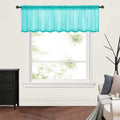 MIULEE Solid Blue Kitchen Sheer Valance Linen Look Window Curtain,Living Room Windows Voile Valance Rod Pocket 1 Panels (60 W x 