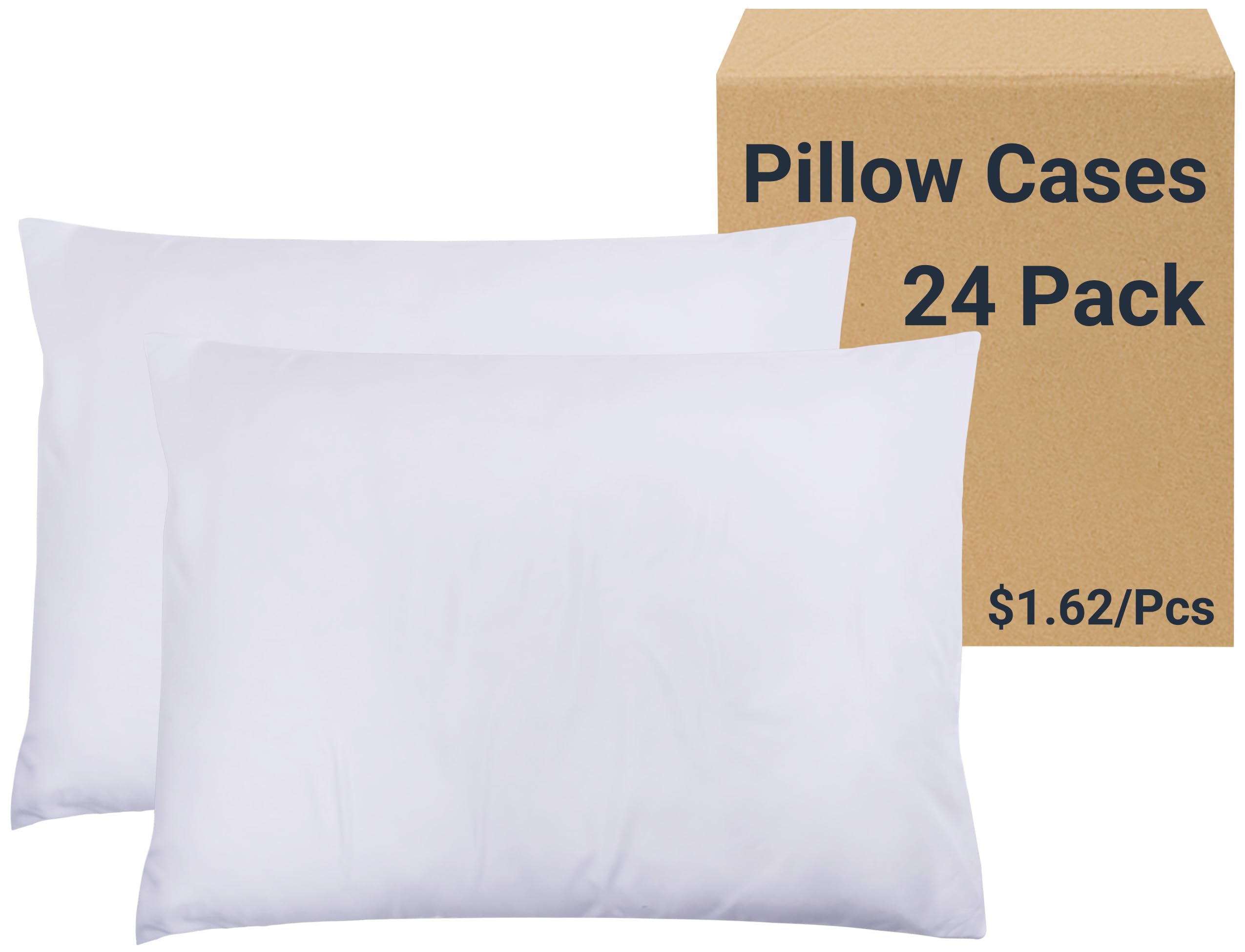 ZPECC White Pillow Cases Bulk 24 Pack - King Pillowcases with Envelope Closure, Soft Brushed Microfiber Pillow Cover for Hotel A