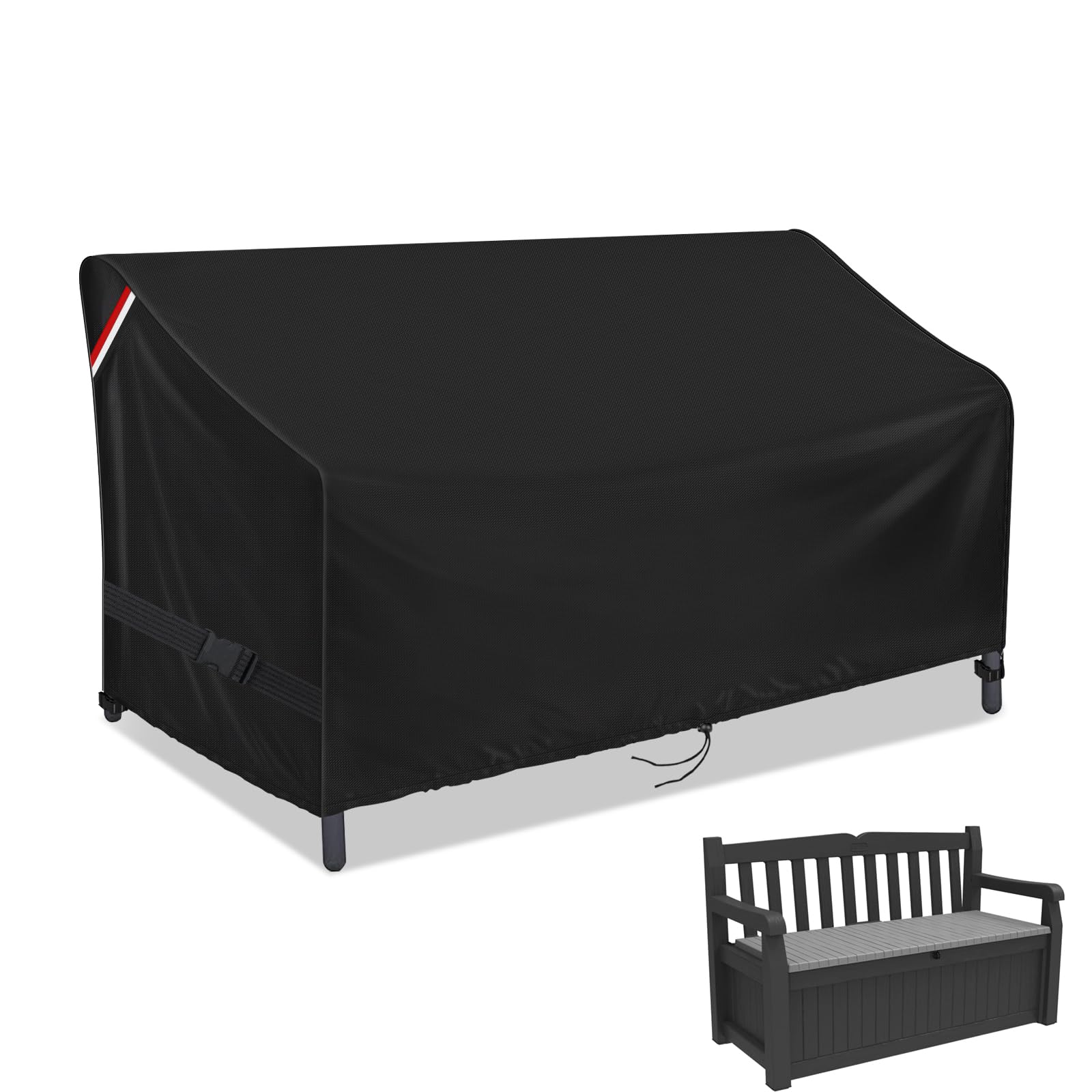 Loenel Storage Bench Deck Box Cover, Waterproof Outdoor Loveseat Cover for 70 Gallon Storage Bench, Patio Couch Furniture Cover 