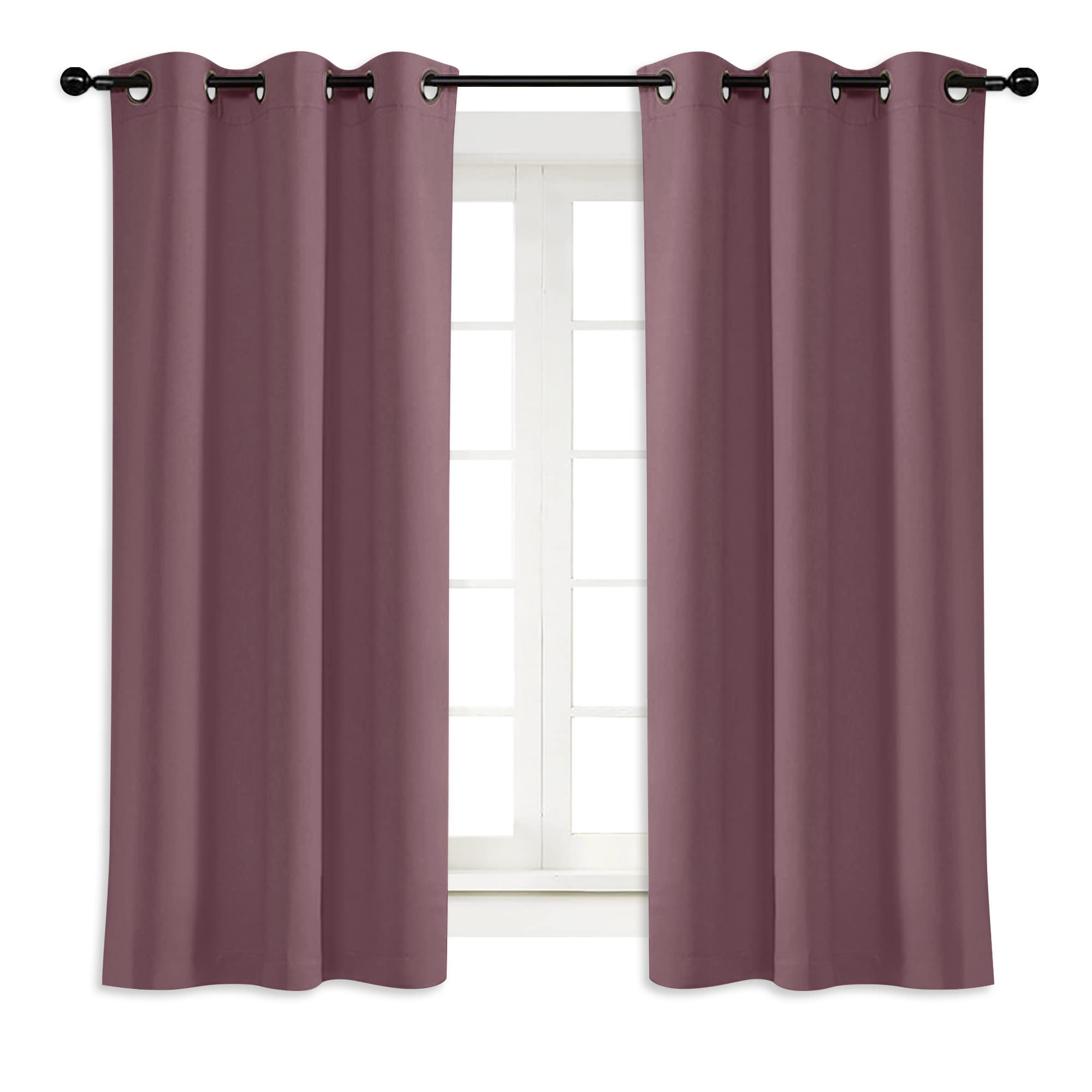 NICETOWN Kitchen Blackout Window Curtain Panel, Dry Rose, 1 Panel, 42 by 63 inches Long, Home Fashion Thermal Insulated Solid Gr