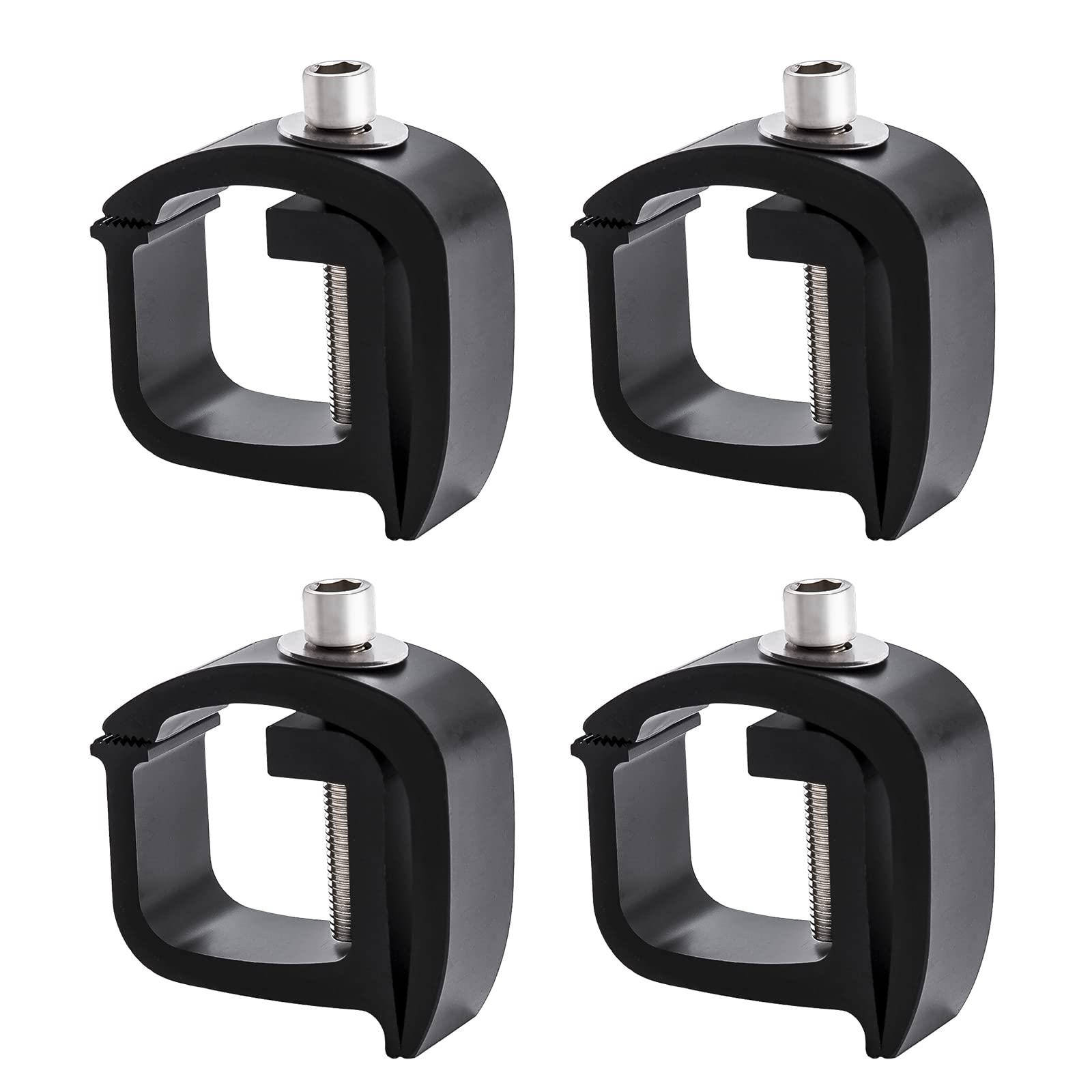 AA-Racks P-AC(4)-01 Set of 4 Aluminum C-Clamps for Non-Drilling Truck Rack & Camper Shell Installation-Black