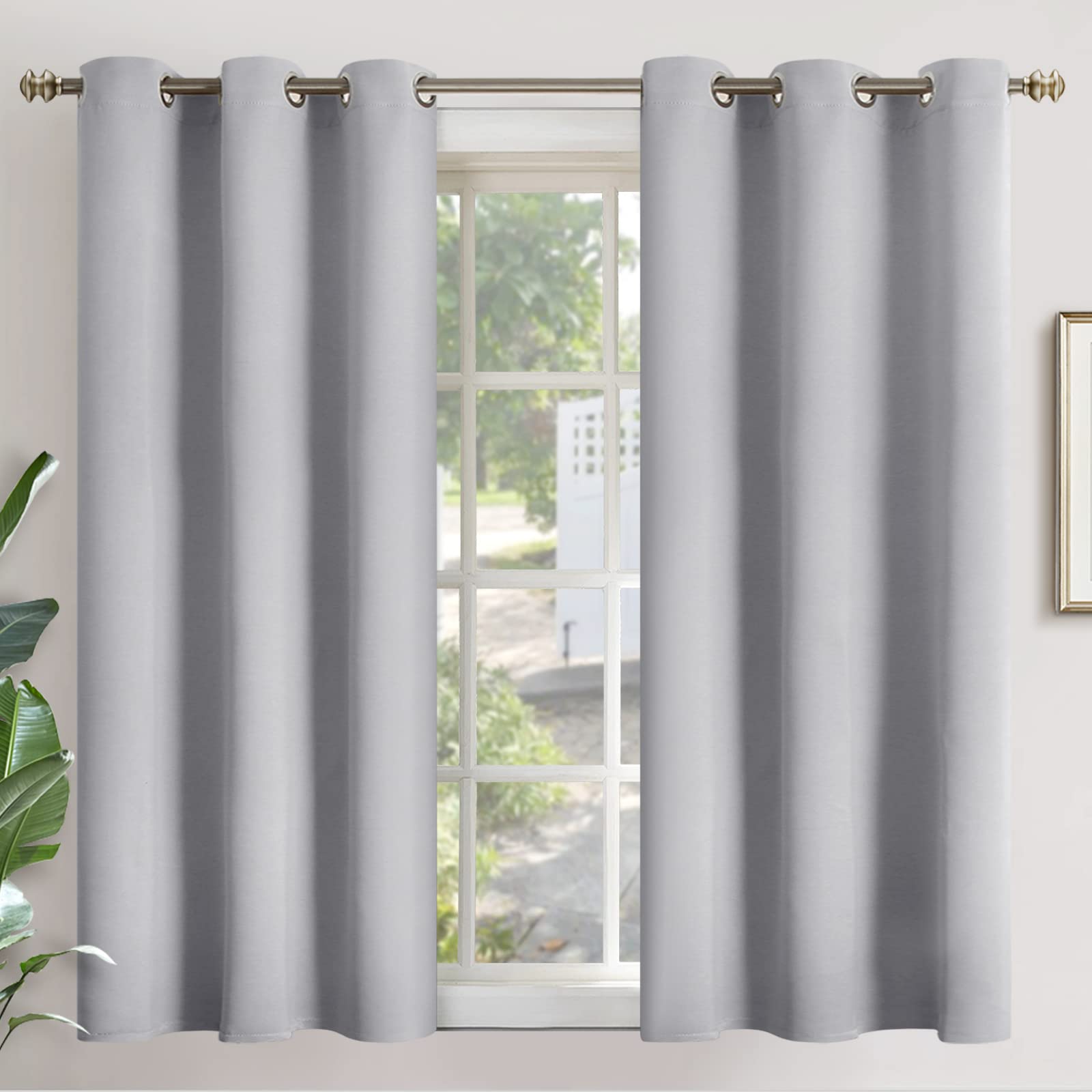YoungsTex Room Darkening Curtains 45 Inches Long for Kitchen - Thermal Insulated with Grommet Top Short Window Drapes for Bedroo