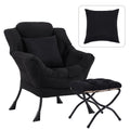 HomEastlly Lazy Chair with Ottoman, Modern Lounge Accent Chair with Armrests and a Throw Pillow, Leisure Sofa Chair Set, Reading