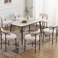 EDWELL White Dining Chairs Set of 6, Modern Dining Room Chairs with 3.94 Cushions Mid-Century, Round Upholstered Boucle Chairs f