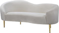 Meridian Furniture Ritz Collection Modern | Contemporary Velvet Upholstered Loveseat with Sturdy Metal Legs in Rich Gold Finish,