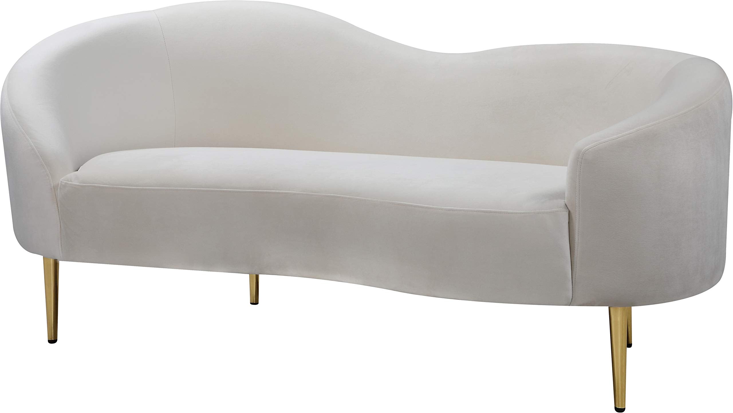 Meridian Furniture Ritz Collection Modern | Contemporary Velvet Upholstered Loveseat with Sturdy Metal Legs in Rich Gold Finish,