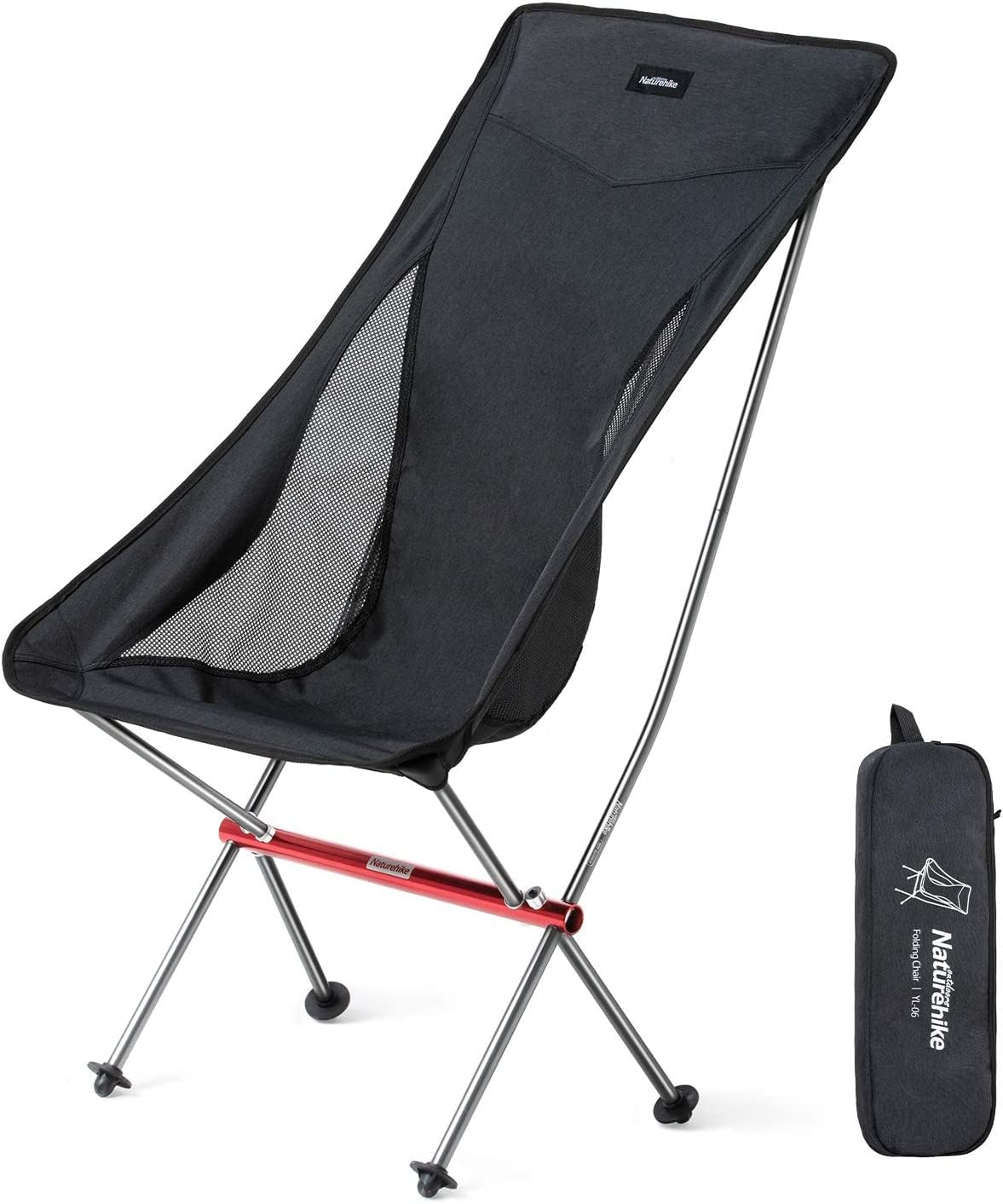 Naturehike Folding Camping Chair, Lightweight High Back Portable Compact Chair, Large Heavy Duty 330lbs for Adults, Hiking Camp 