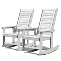 GREENVINES Outdoor Rocking Chairs | Set of 2 | Porch Rocker | HDPE Plastic | White | Oversized Rockers | High Back | Big & Tall 