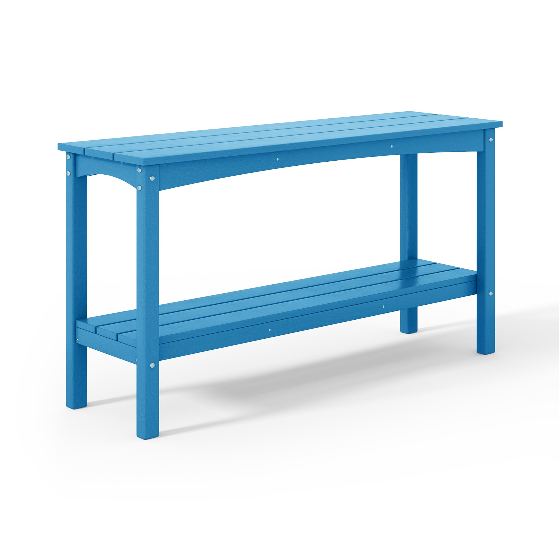 Costaelm Outdoor Shelf for Patio, 55 Outdoor HDPE Plant Table, Adirondack 2-Tier Shelf Entry Console Table, Sideboard Table for 