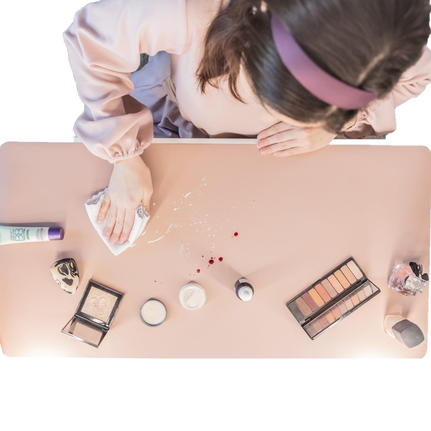 Makeup Mat for Vanity Top Protector, Cover Work Table Waterproof, Oilproof Dustproof Smooth and Soft, Pinkfrom NemoHome (Pink, 2