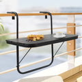 Balcony Table Hanging Deck Railing Table Outdoor Balcony Bar Table for Railings Aluminium Folding Adjustable for Patio Deck Gard
