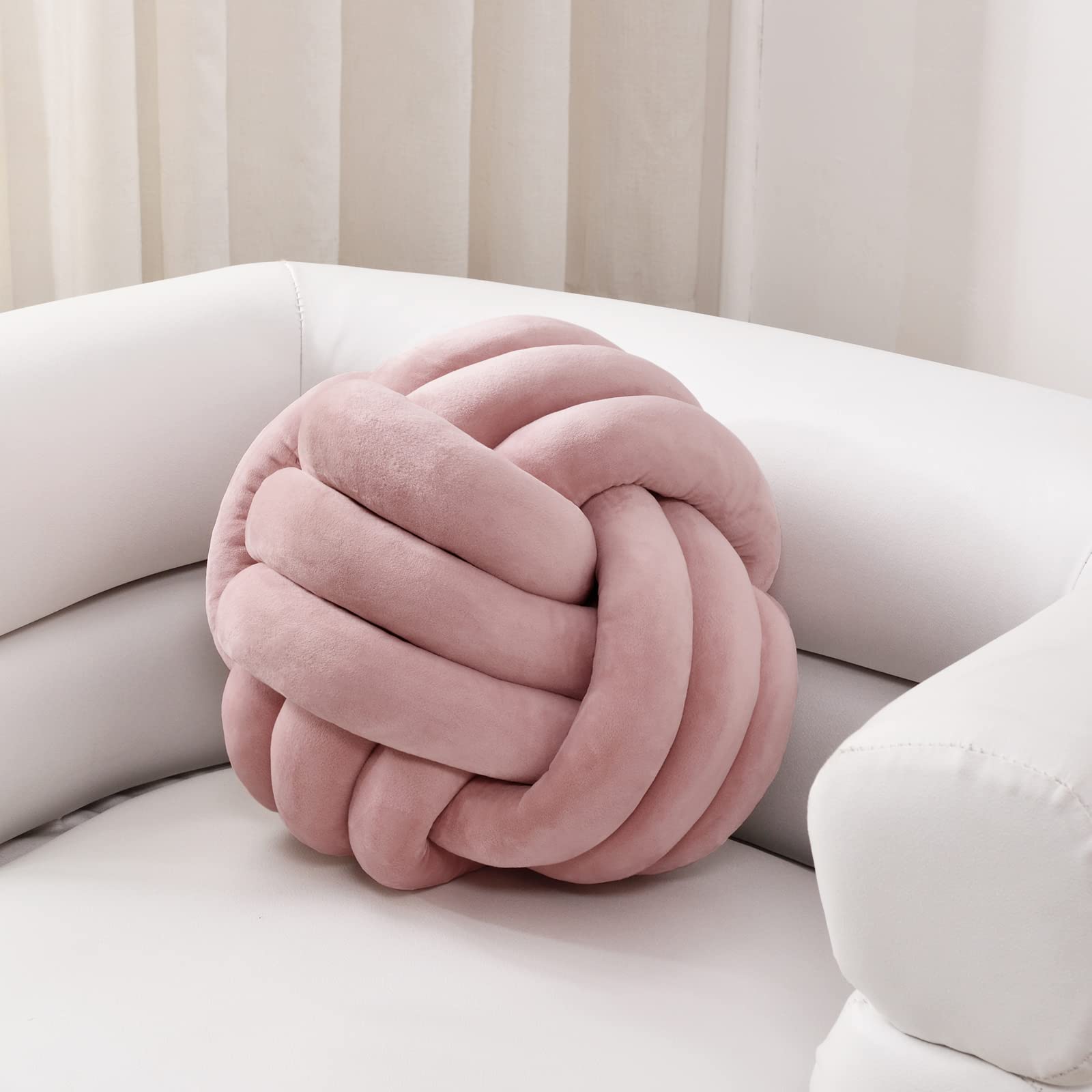 Sioloc Soft Knot Ball Pillows,Round Throw Pillow Cushion Home Decoration Plush Pillow,Throw Knotted Pillow Handmade Round Plush 