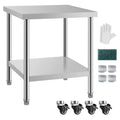 HXCFYP NSF 24x30 Inches Stainless Steel Table for Prep & Work with Caster, Metal Commercial Kitchen Table with Under Shelf and A