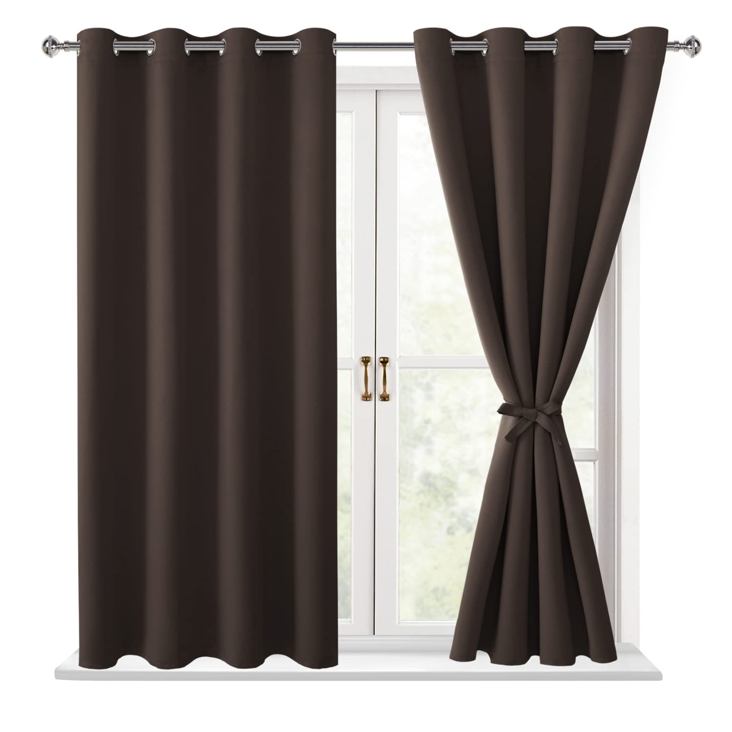 Hiasan Blackout Curtains for Bedroom, 52 x 54 Inches Long - Thermal Insulated & Light Blocking Window Curtains for Living Room, 