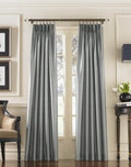 Curtainworks Marquee Faux Silk Pinch Pleat Curtain Panel, 30 by 95, Pewter