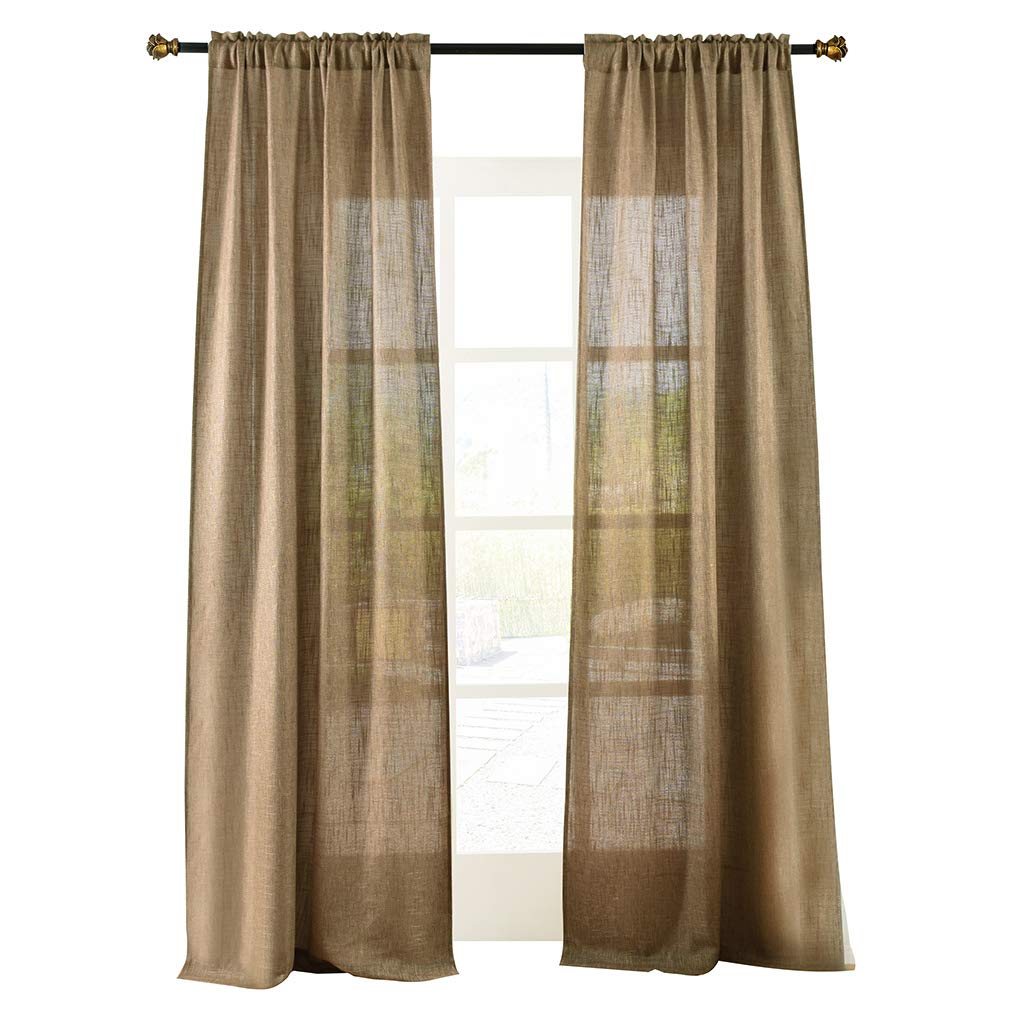 Valea Home Soft Burlap Natural Tan Rod Pocket Window Curtain Panels for Living Room Patio Door, 37 x 84, 1 Panel