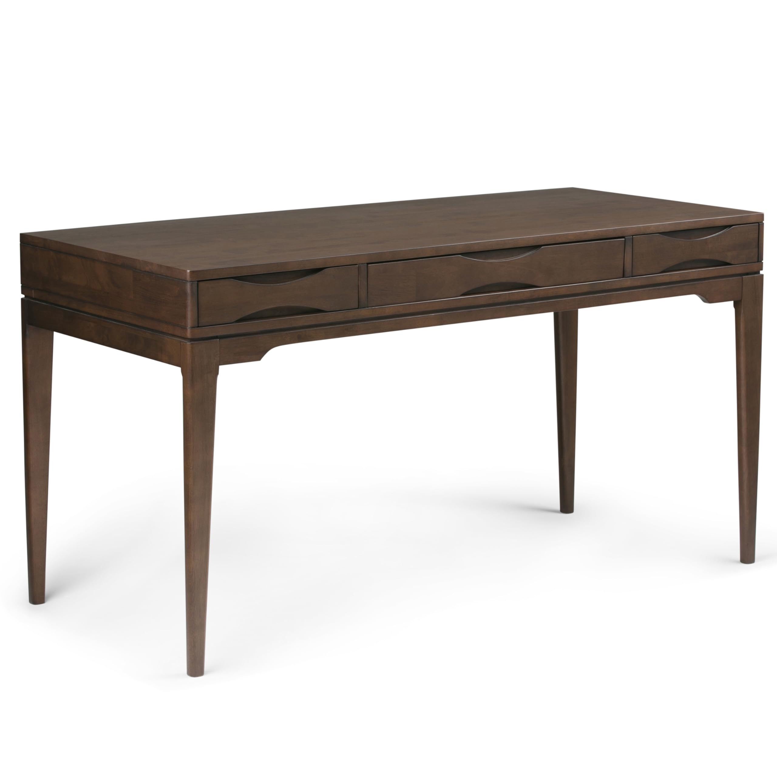 SIMPLIHOME Harper Desk - 60-Inch Wide Solid Hardwood Writing Desk in Walnut Brown, Mid-Century Modern Home Office Computer Table