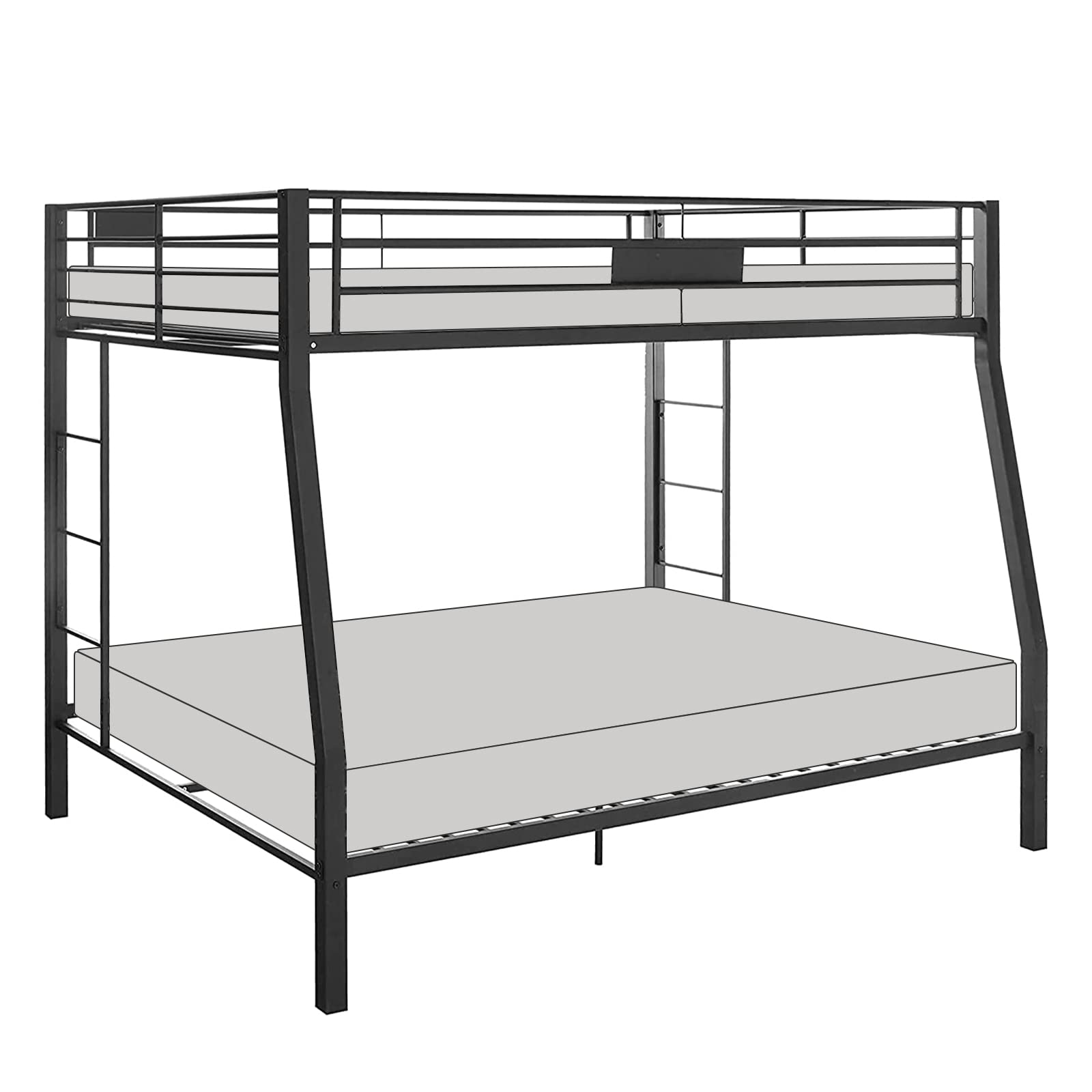 Acme Limbra Metal Frame Full XL Over Queen Bunk Bed with Ladder in Sandy Black