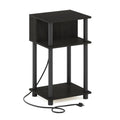 Furinno Just 3-Tier Turn-N-Tube Open Storage End Table with USB and Type-C Charging Port, 11.42 (W) x 9.92 (H) x 6.91 (D) inches