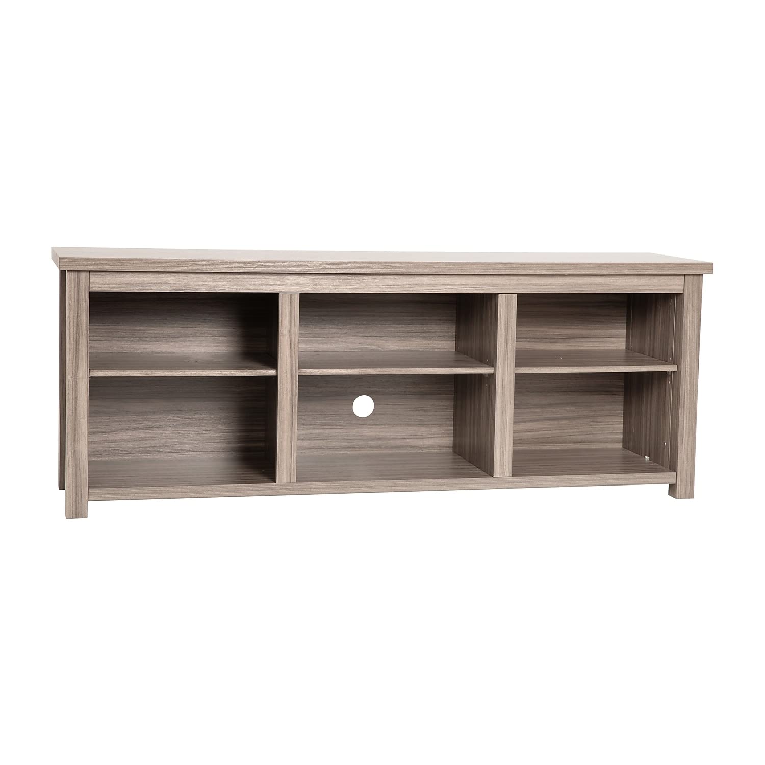 Flash Furniture Kilead TV Stand for up to 80 TVs - Modern Gray Wash Oak Finish - 65 Engineered Wood Framed Media Console - 6 Ope