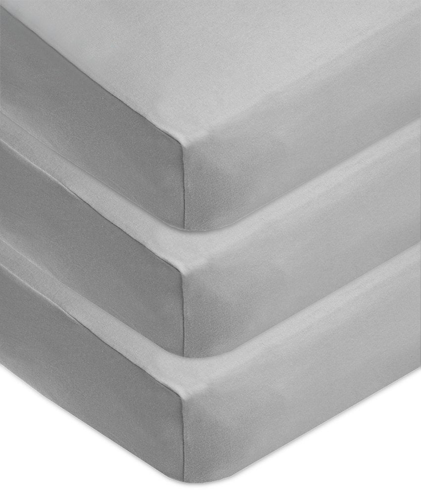 American Baby Company 3 Pack Fitted Crib Sheets 28 x 52, Soft Breathable Neutral 100% Cotton Jersey Sheet, Grey, for Boys and Gi