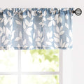 Treatmentex Blue White Kitchen Valance Curtain Leaf Print Window Valance for Living Room 52 w x 15 l 1 Pack