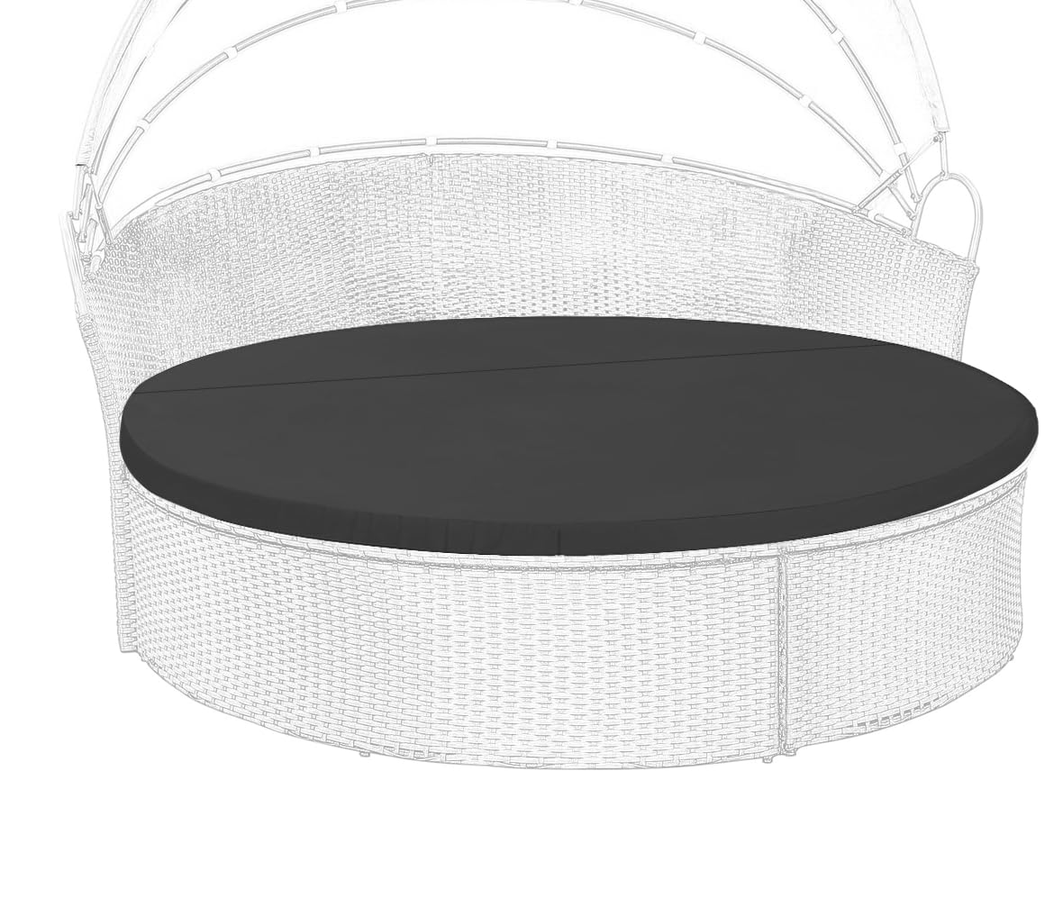 FSJITF Outdoor Sunproof Waterproof Round Daybed Cover,Replacemen tPatio Furniture Round Sofa Sun Bed Cushion, Cover ONLY(Charcoa