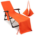 VOCOOL Chaise Lounge Chair Towel Cover with Side Pockets Thick and Quick Dry Beach Chair Cover Pool Chair Towel Lounge Chair Cov