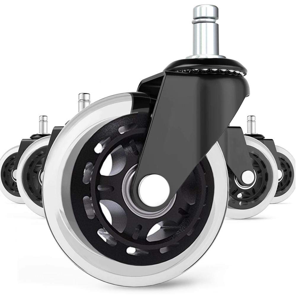 Office Chair Caster Wheels Set of 5 Heavy Duty & Safe for All Floors Including Hardwood 3 Rubber Replacement for Desk Floor Mats