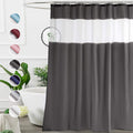 UFRIDAY Dark Gray Shower Curtain with White Mesh Top Window, Heavy Duty Fabric Bathroom Curtain Set with Weighted Bottom Hem, Wa