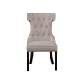 Benjara Benzara Fabric Upholstered Dining Chair with Button Tufted Back, Set of Two, Gray and Black,