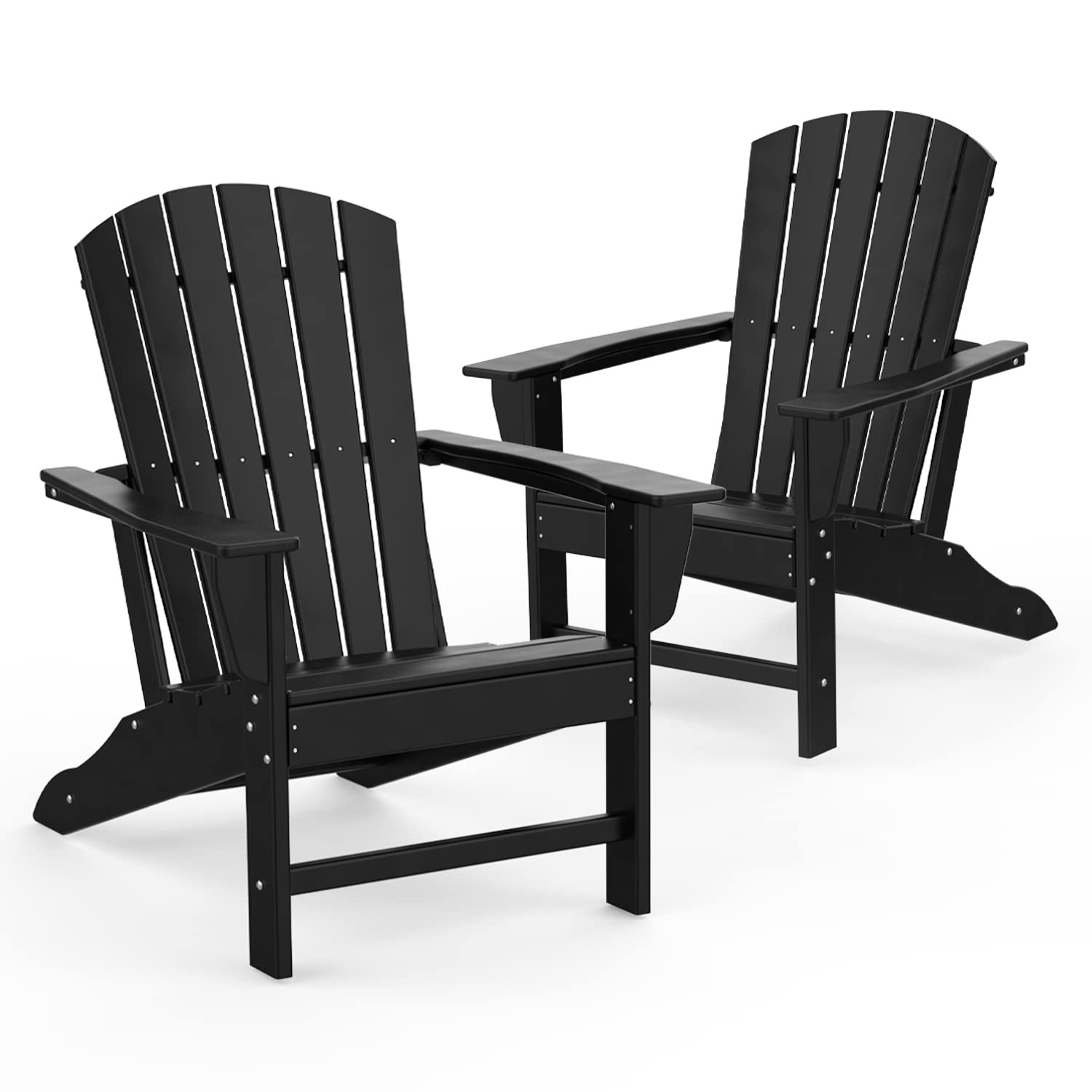GREENVINES Adirondack Chairs Set of 2, HDPE All-Weather Fire Pit Chairs, Plastic Campfire Chair for Deck Backyard Patio Outdoor 
