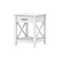 Bush Furniture Key West End Table with Storage in Pure White Oak