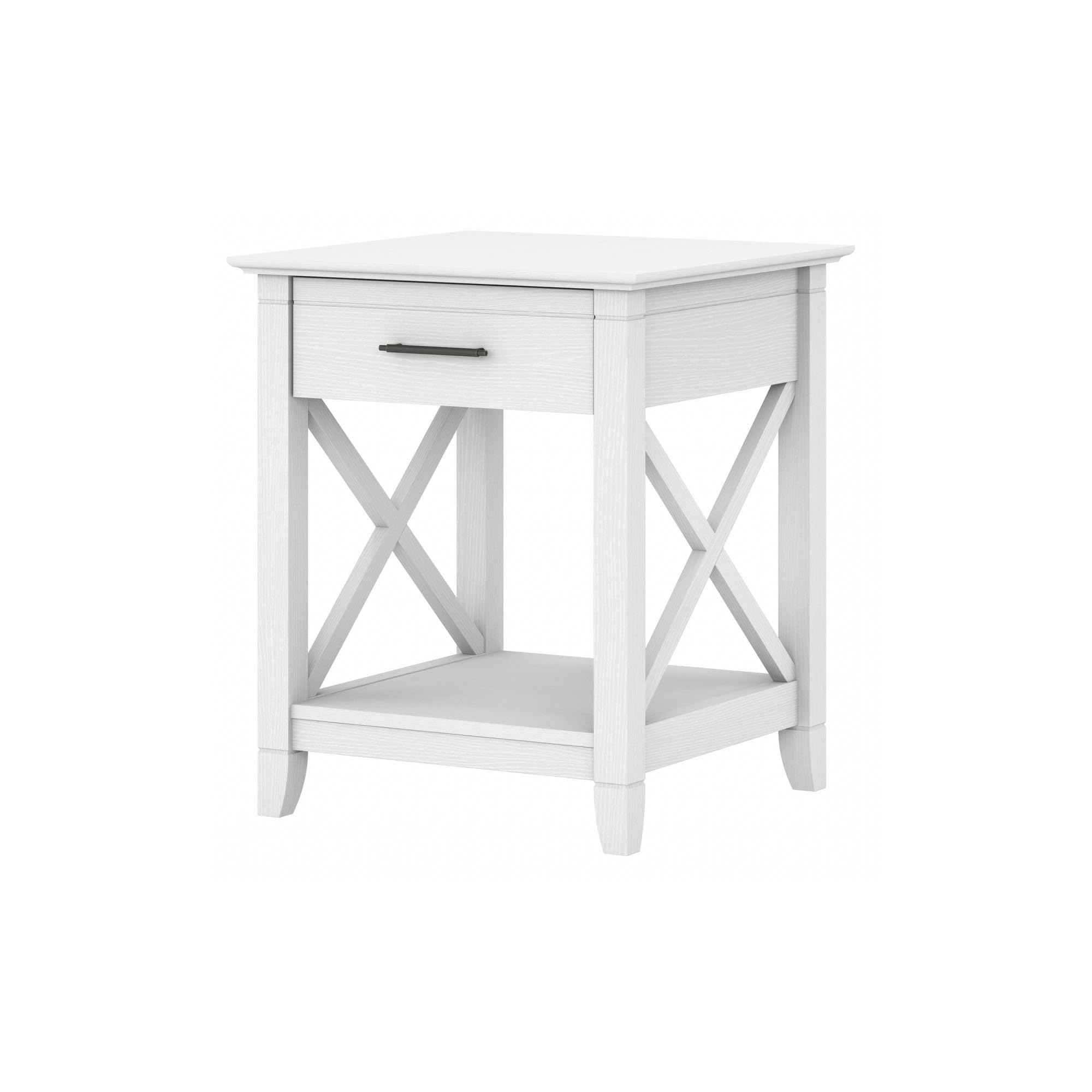 Bush Furniture Key West End Table with Storage in Pure White Oak