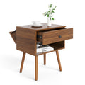 Mazefur Hidden Compartment Nightstands, Mid Century Modern Concealment Furniture, Bedside Table with Wood Legs, End Table with S