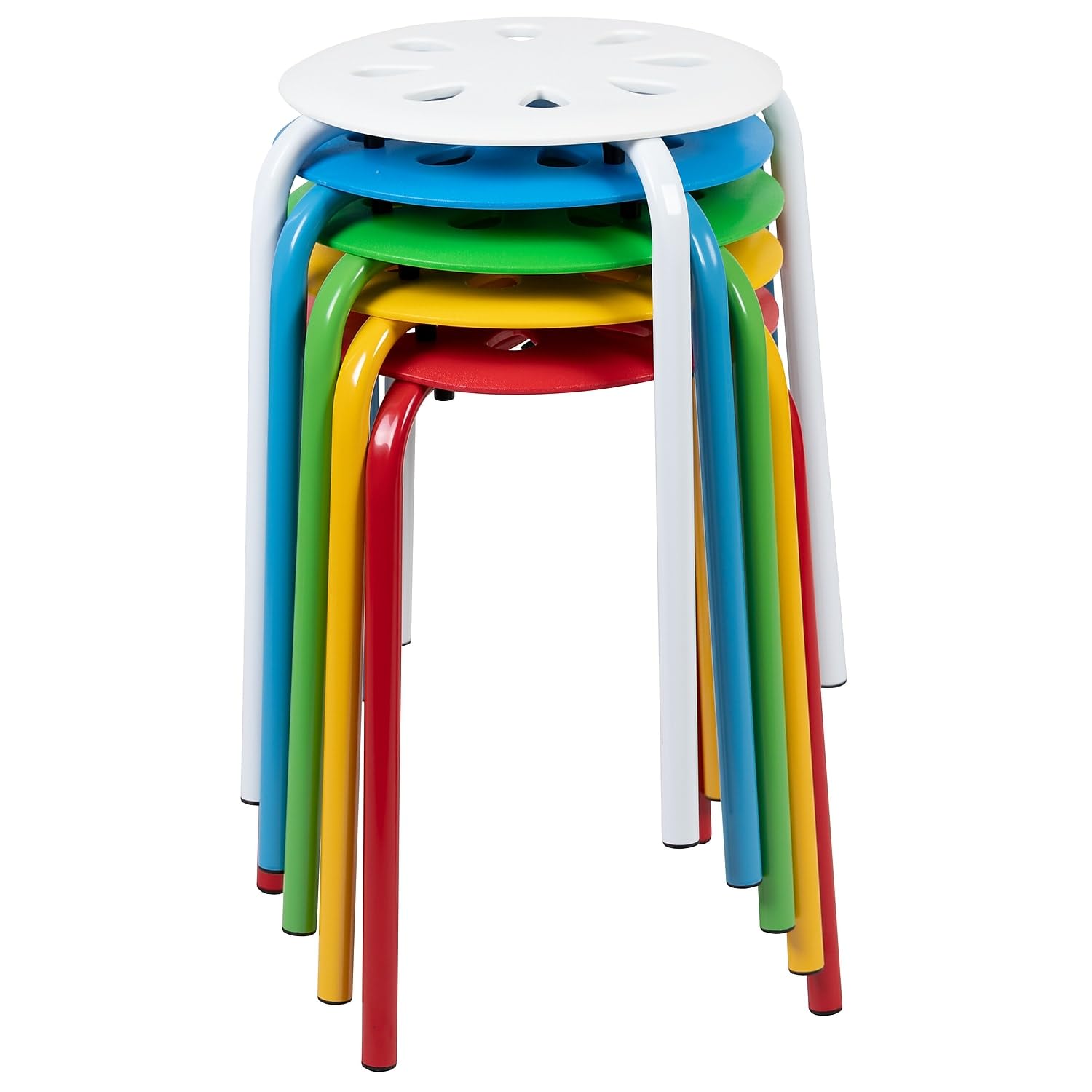 Flash Furniture Bailey Plastic Nesting Stack Stools, 17.5Height, Assorted Colors (5 Pack)
