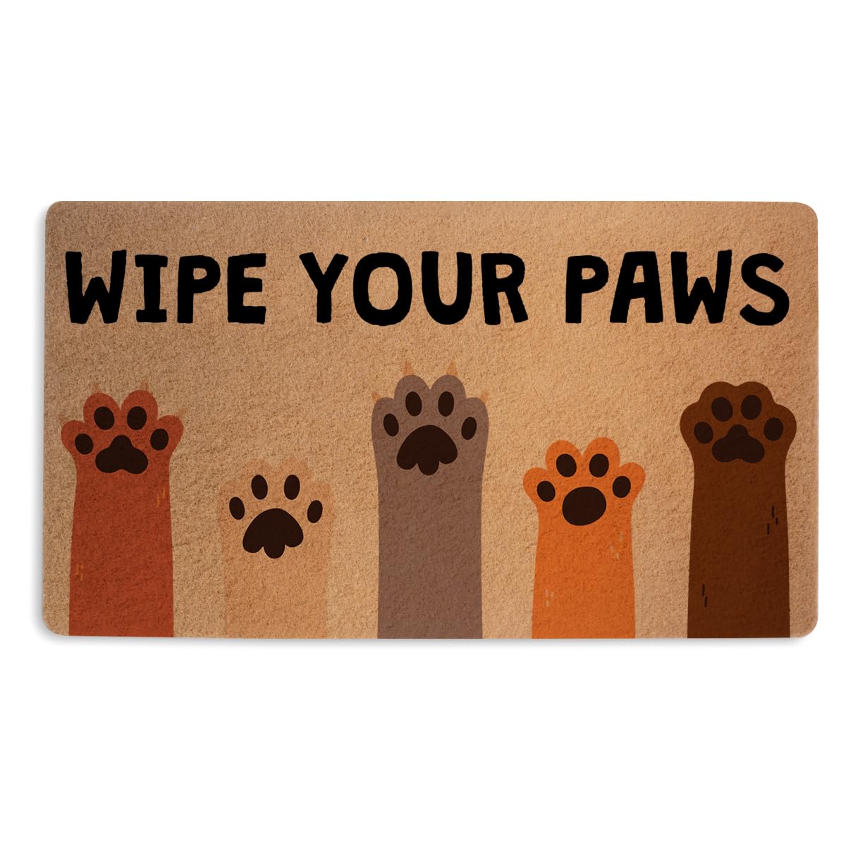 Cute Paws Door Mat 18x30 Inch, Colorful Paw Printed Durable Welcome Mat for Outdoor Indoor Entryway Porch Home Decor, Coco Coir 