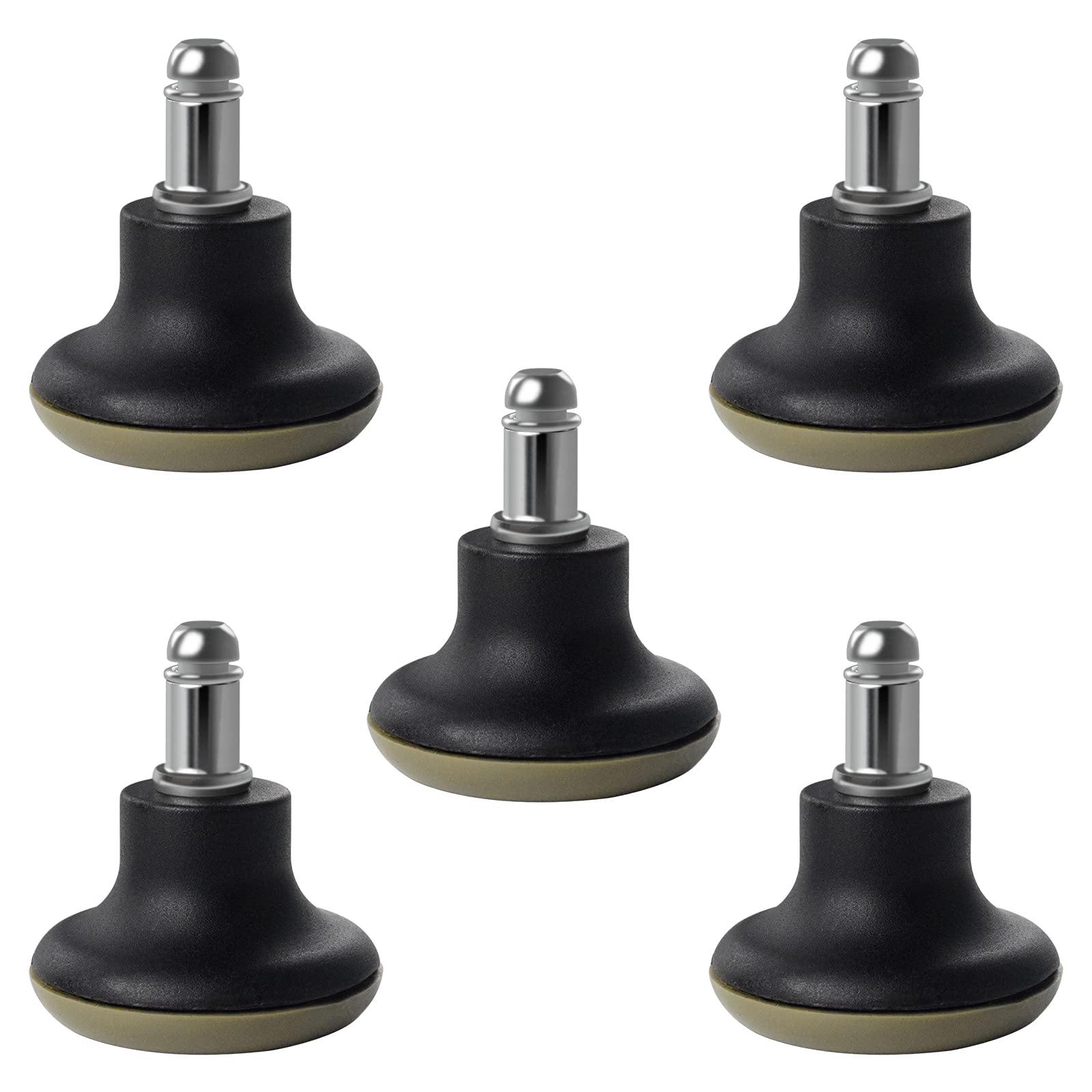 AAGUT Stool Low Profile Bell Glides, Office Chair Feet Replacement 7/16 x7/8 Fixed Stationary Stem Castors with Nylon Bottom 5pc
