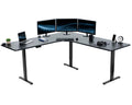 VIVO Electric Height Adjustable 83 x 83 inch Curved Corner Stand Up Desk, Black Table Top, Black Frame, Memory Controller, L-Sha