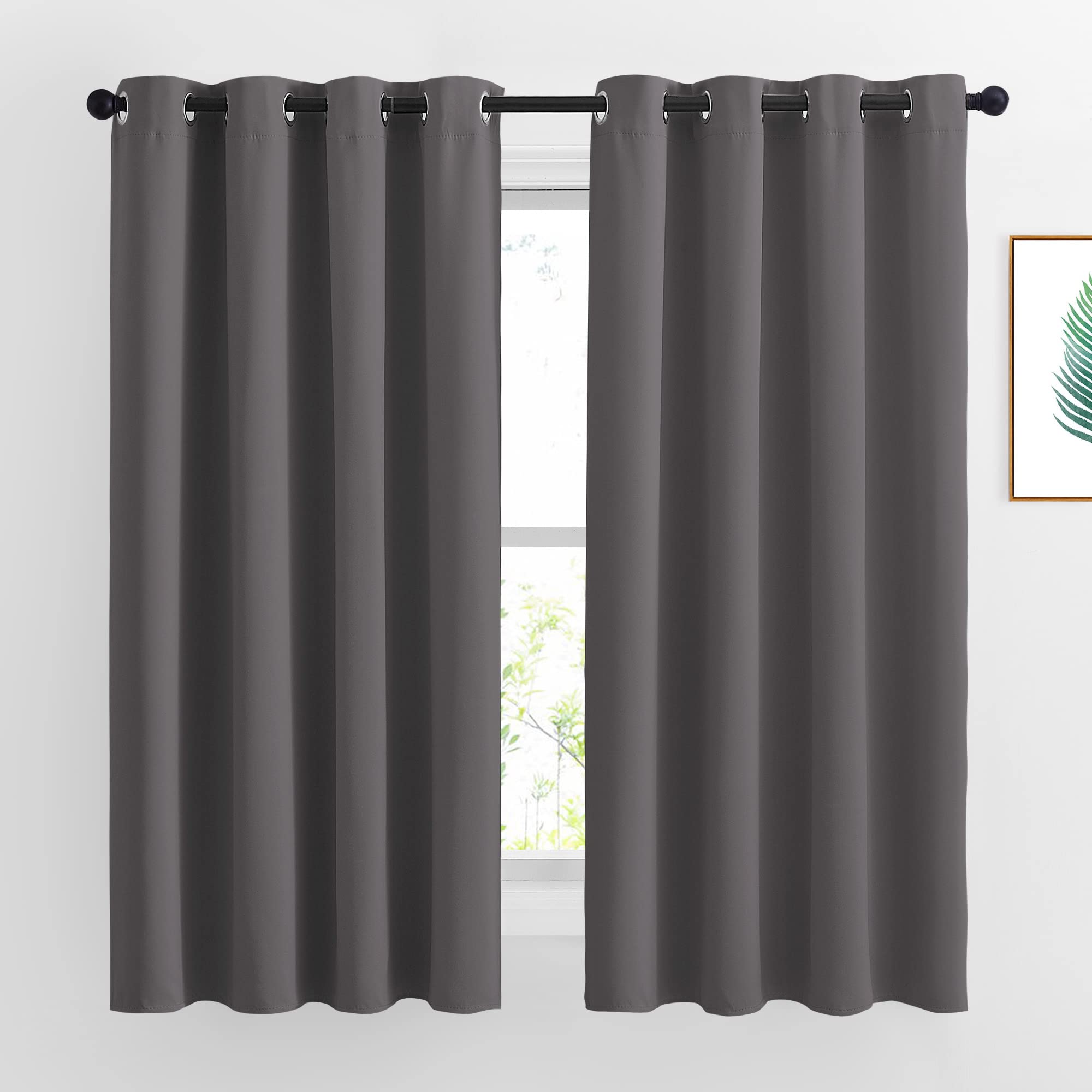 NICETOWN Blackout Curtains for Bedroom 63 inch Length 2 Panels - Window Treatment Thermal Insulated Solid Grommet Blackout for L