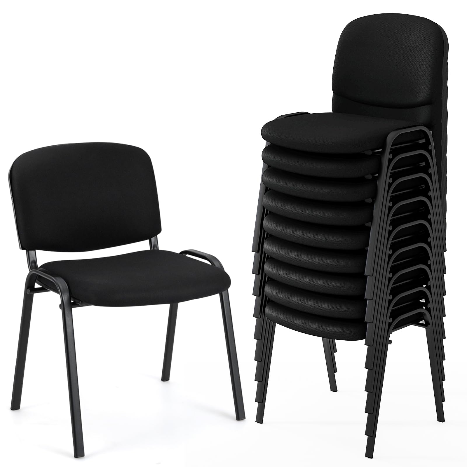 Giantex 10 PCS Waiting Room Chairs with Upholstered Back & Seat, Stackable Design for Home & Office, Conference, Meeting, Guest 