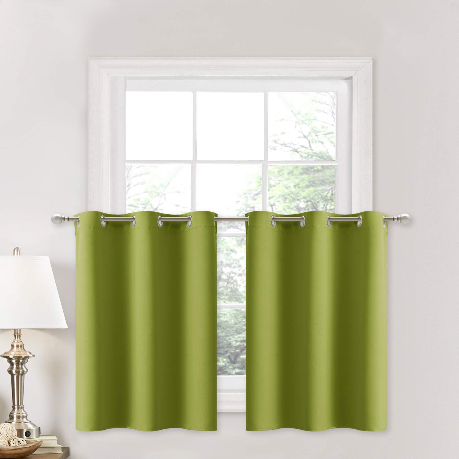 NICETOWN Fresh Green Window Valance Curtains - Home Decor Easy Care Home Decor Tier Curtains with Grommet-Top for Bedroom, Livin