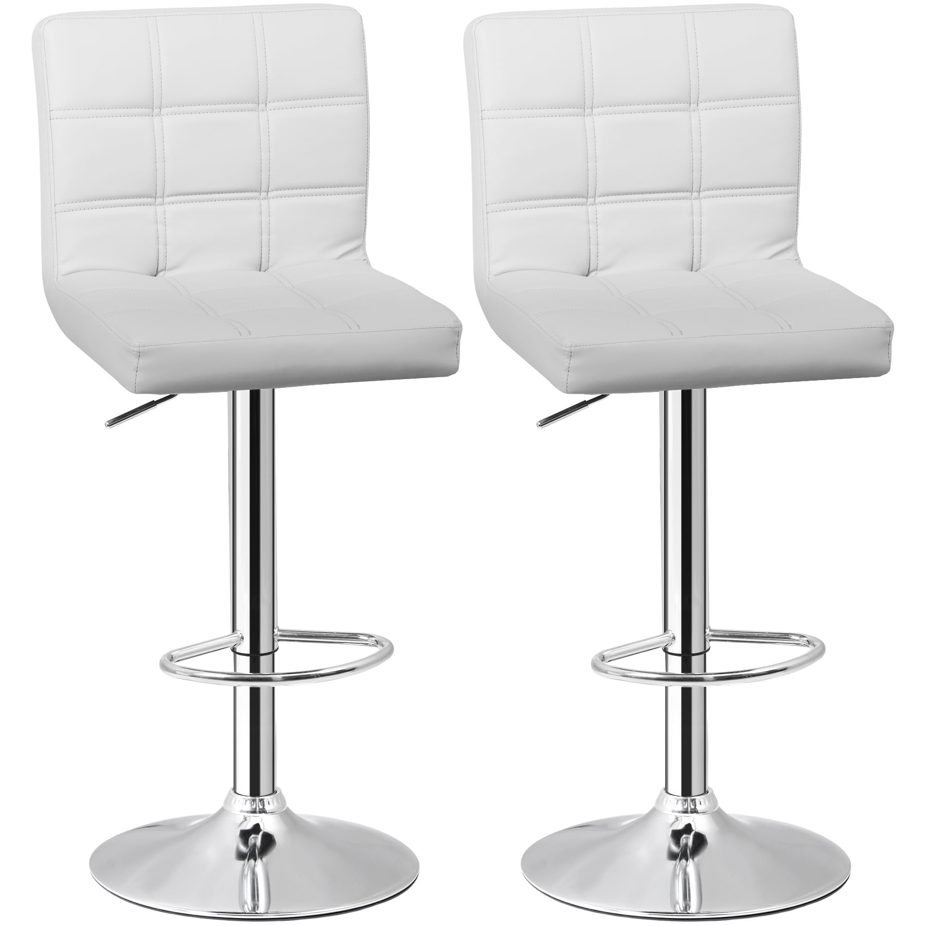 SUPER DEAL Set of 2 Bar Stools for Kitchen, Modern PU Leather Swivel Adjustable Counter Height Swivel Stool with Square Back (2,
