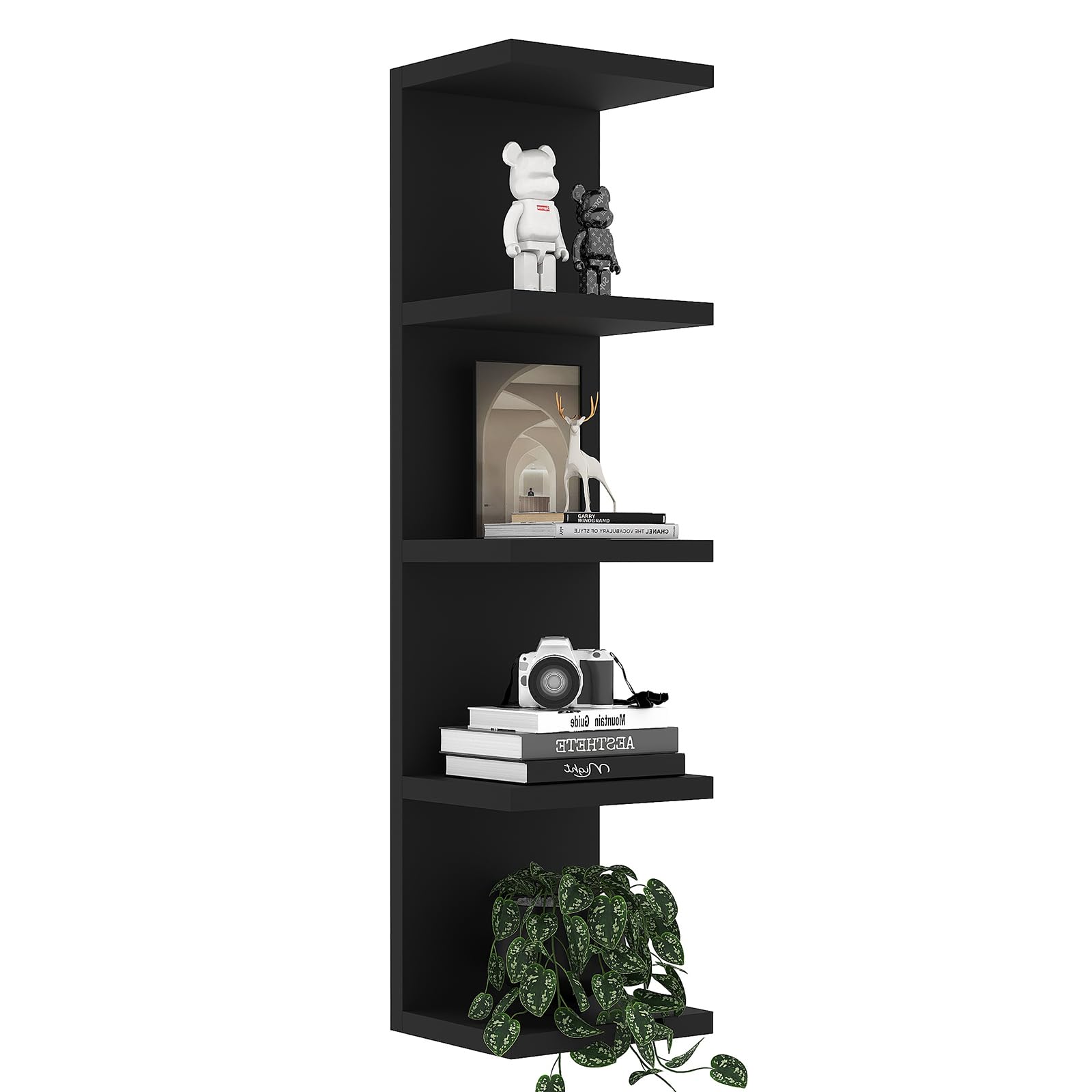 LitaEther 5 Tier Lack Floating Shelf, White Wall Shelf Unit,Display Shelf