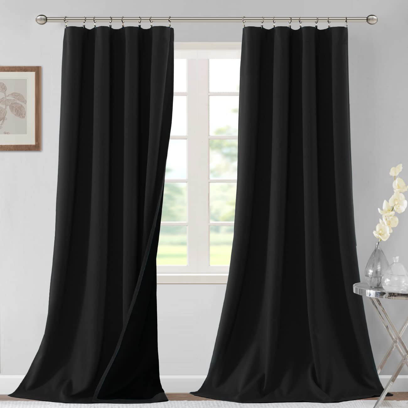 H.VERSAILTEX 100% Blackout Curtains for Bedroom Thermal Insulated Blackout Curtains 96 Inches Long Rod Pocket Window Drapes for 
