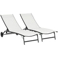 Outsunny Chaise Lounge Outdoor, 2 Piece Lounge Chair with Wheels, Tanning Chair with 5 Adjustable Positions for Patio, Beach, Ya