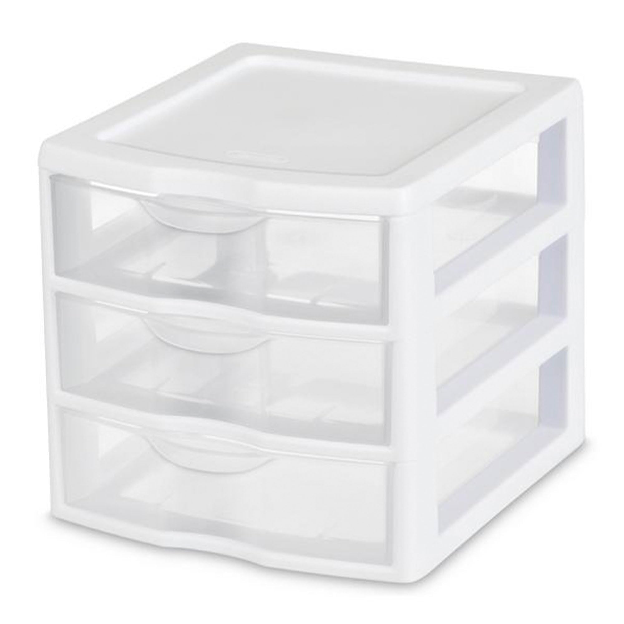 Sterilite Clearview Plastic Multipurpose Small 3 Drawer Desktop Storage Organization Unit for Home, Classrooms, or Office Spaces