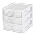 Sterilite 18-Pack Plastic Storage Organizer Drawers, 3 Drawer Organizers, Clearview, White